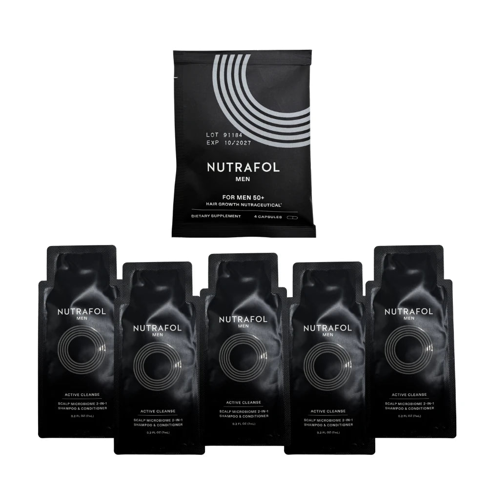 Nutrafol 5 Days Men's 50+ Supplement + 5x Nutrafol Men's Shampoo & Conditioner Samples