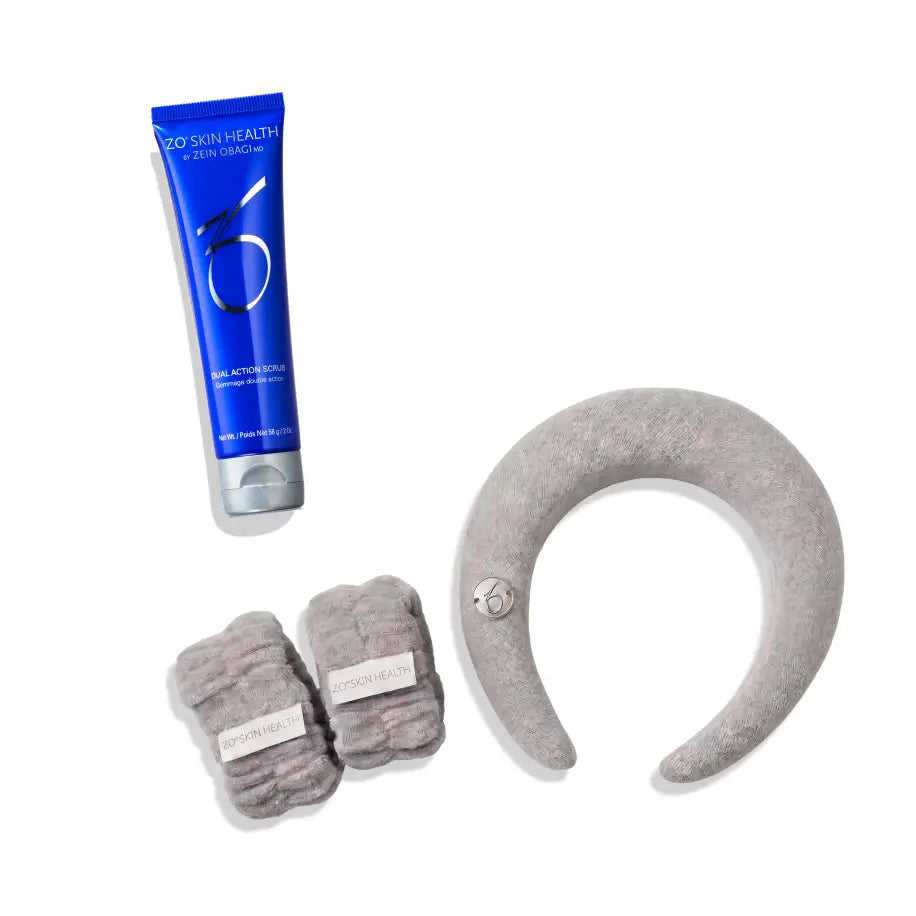ZO Dual Action Scrub 2 oz Travel Size, Headband and Wristband Set - $66 value