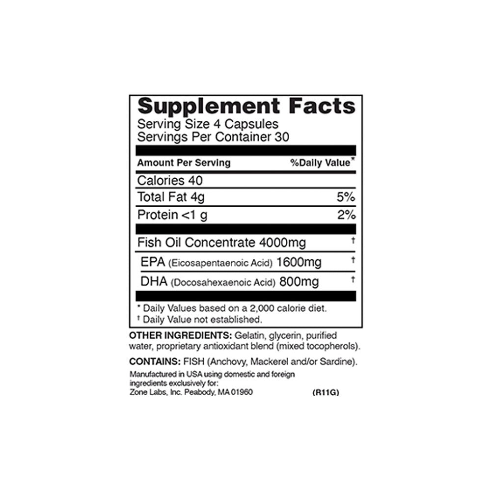 Zone OmegaRX Fish Oil label