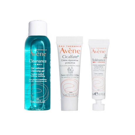 Deluxe Samples of Cleanance Cleansing Gel, Cicalfate+ Restorative Protective Cream, Tolerance Control Soothing Skin Recovery Cream